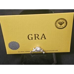 Sz7 solid silver-1.0carat Moissanite round Ring GRA Certified
